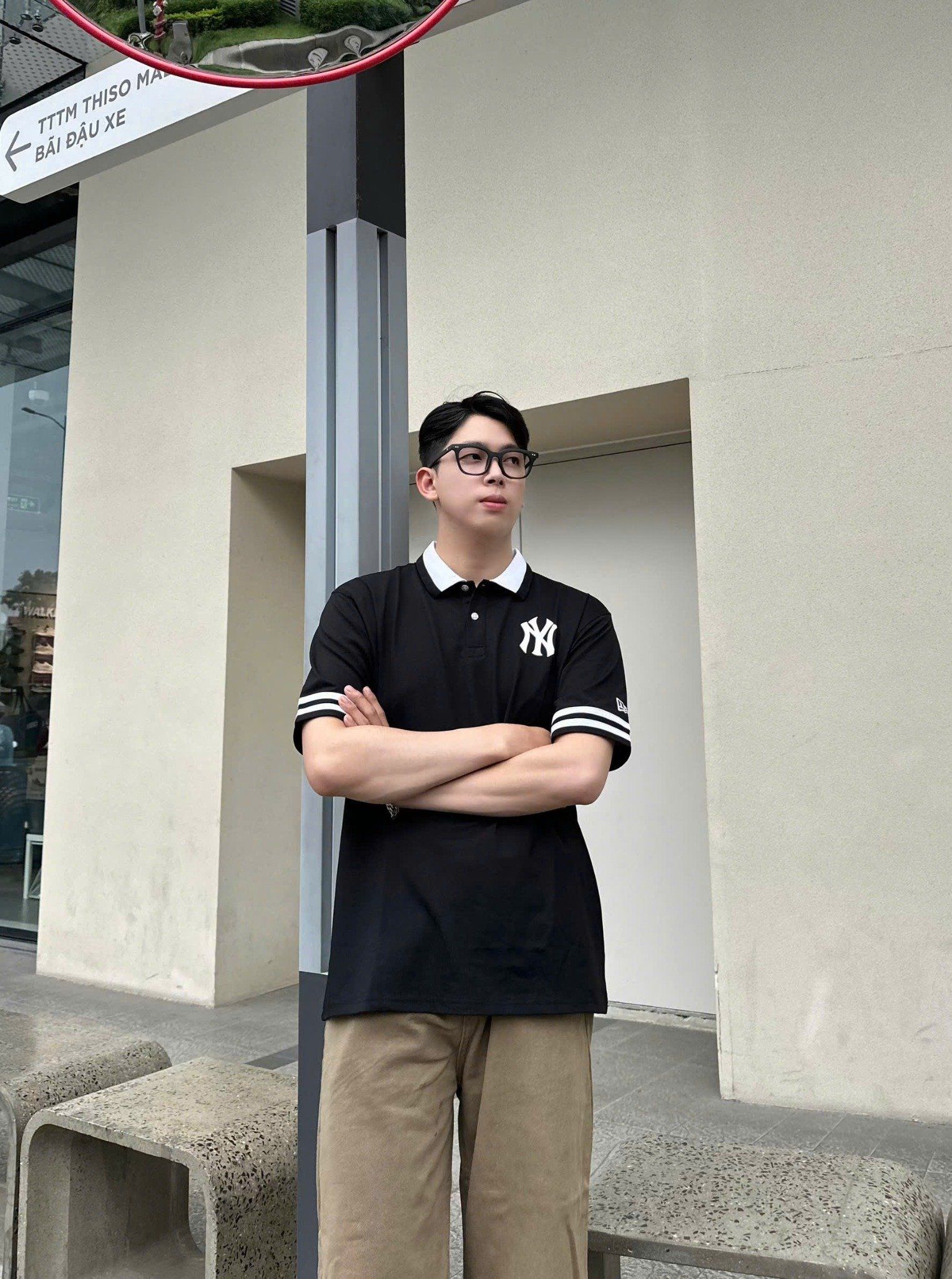  Áo Thun Polo New Era - [Unisex] NY Yankees Basic Arm Line Black 