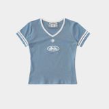  Áo Thun [Unisex] Badblood - [w-tee25-109] 91 V-Neck Jersey T-Shirt Light Blue 