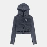  Áo Khoác [Unisex] Badblood - [w-hde25-007] Rusty Denim Hooded Slim Fit Blue 