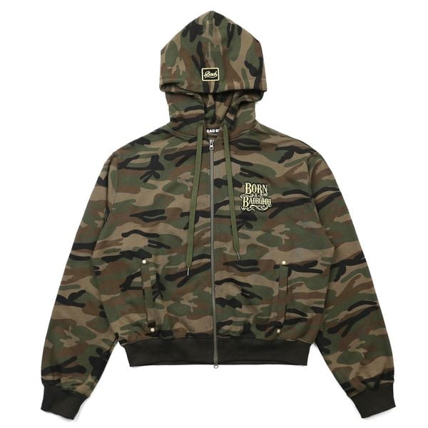 Áo Khoác [Unisex] Badblood - [w-hde24-027] Camo Hooded ZipUp Military