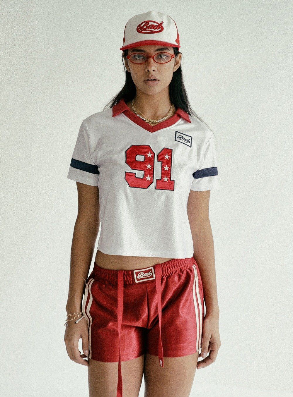  Áo Thun [Unisex] Badblood - [w-tee24-065] 91 Slim Fit Football Jersey White 