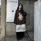  Áo Len ADLV Distressed Bear Knit Brown 