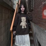  Áo Len ADLV Distressed Bear Knit Brown 