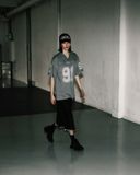  Áo Thun [Unisex] Badblood - 91 Crack Print V-Neck T-Shirt Gray w-tee25-050 