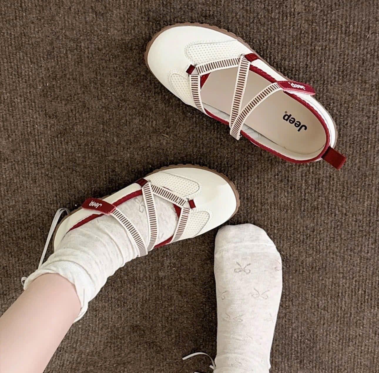  Giày Jeep Mary Jane - [Nữ] Outdoor Shoes Women's Low Top White Red - P651W13111 