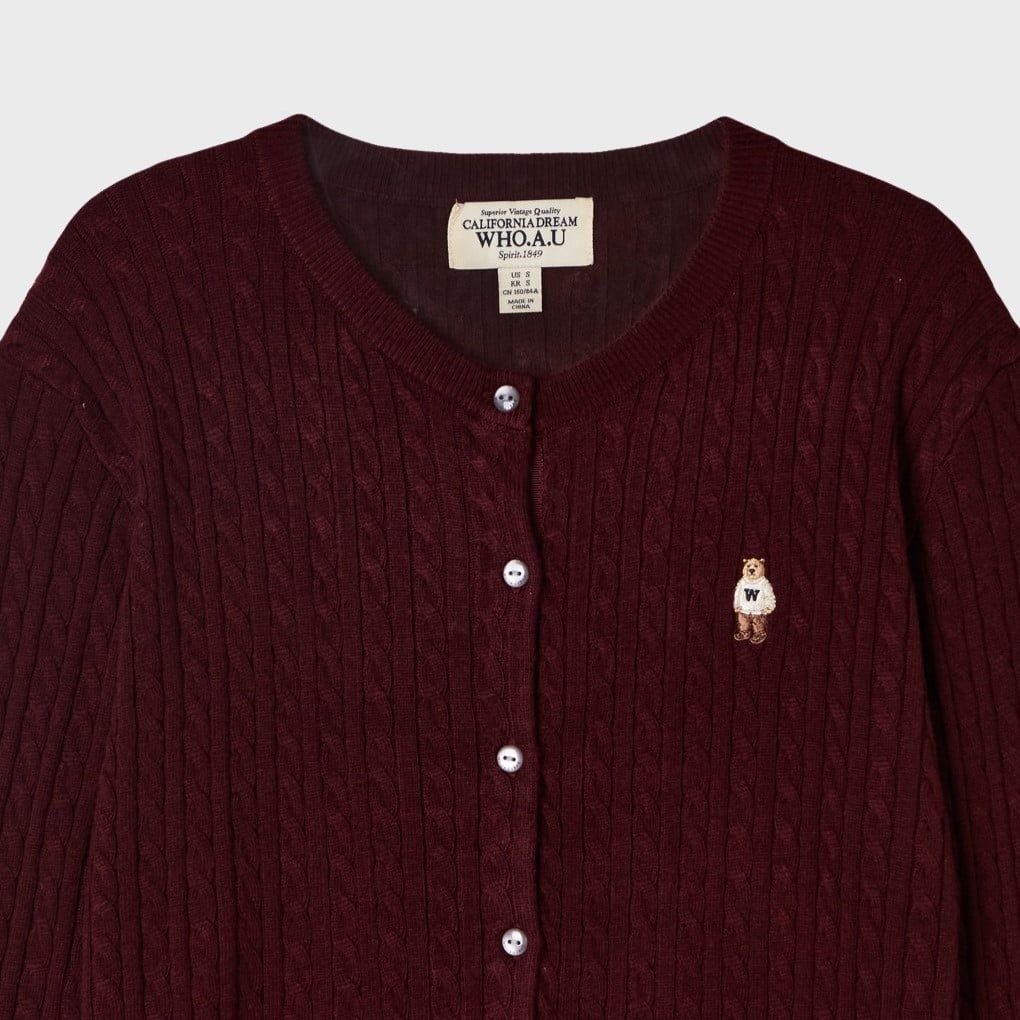  Áo Cardigan WHOAU [Nữ] - Steve High Gauge Wool Cable - WHCKG4912F 