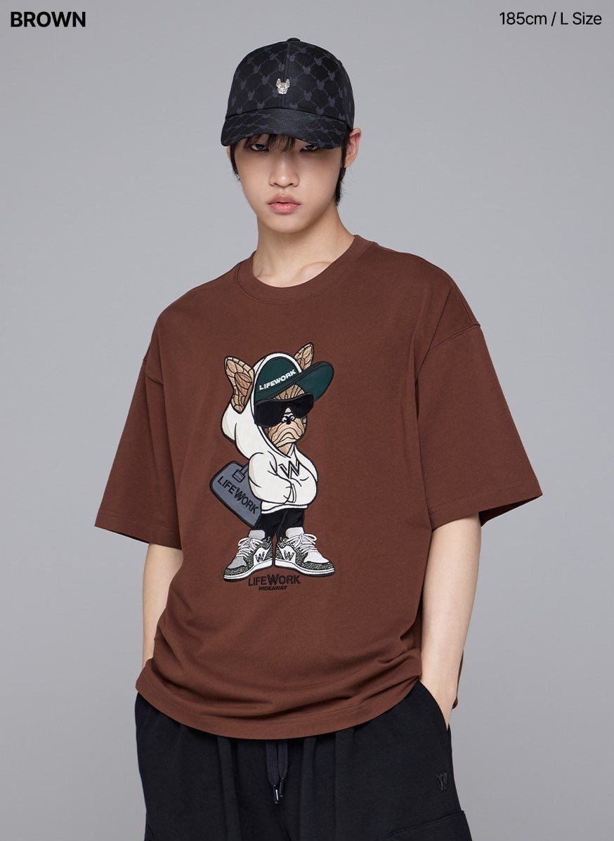  Áo thun Life Work [Unisex] - Duffle Bag Hipdog Applique Short Sleeve T-Shirt - LW252TS428 