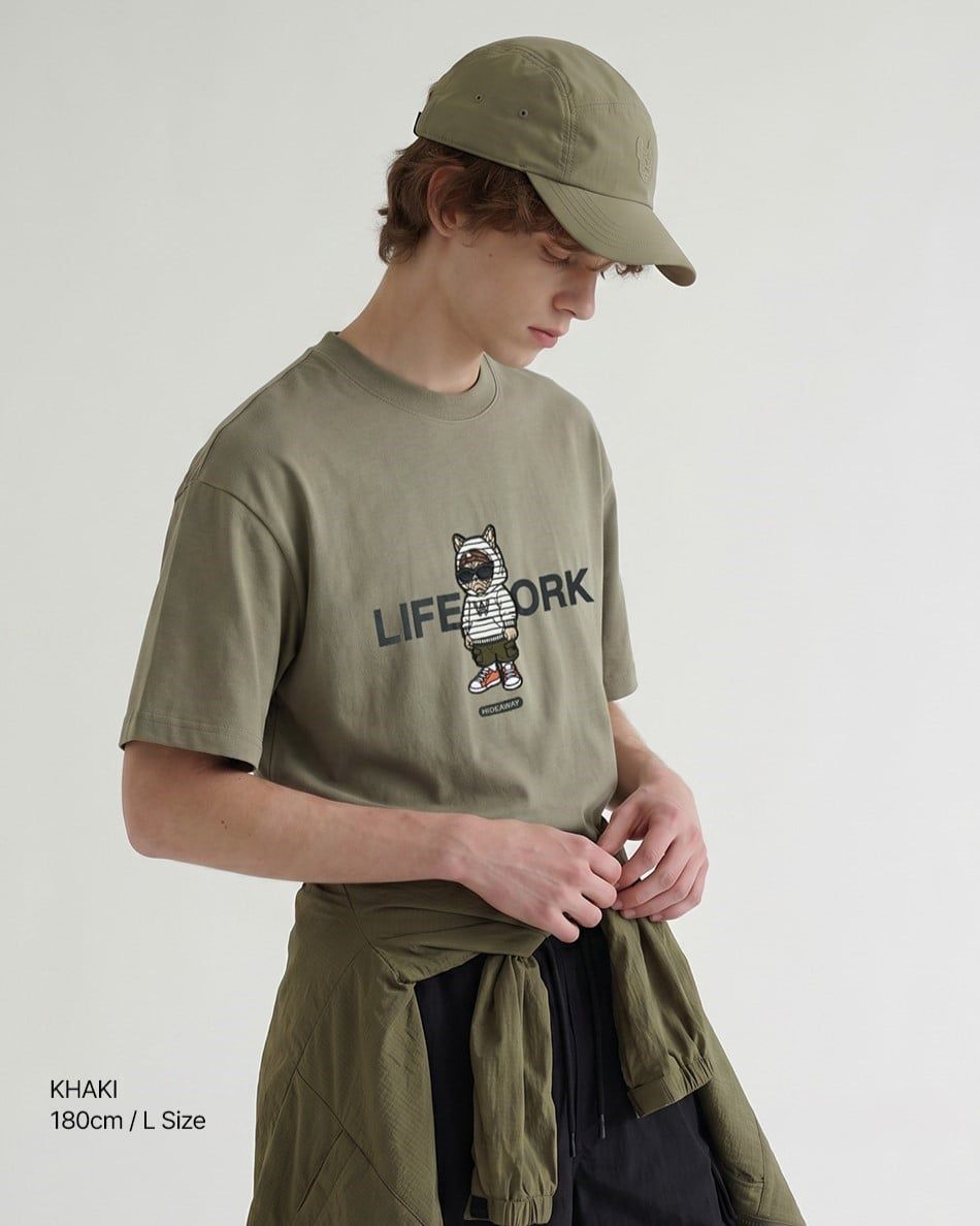  Áo thun LifeWork [Unisex] - Hipdog Hooded Applique Short Sleeve T-shirt - LW262TS104 