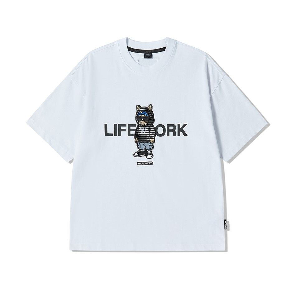  Áo thun LifeWork [Unisex] - Hipdog Hooded Applique Short Sleeve T-shirt - LW262TS104 