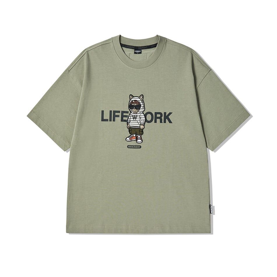  Áo thun LifeWork [Unisex] - Hipdog Hooded Applique Short Sleeve T-shirt - LW262TS104 