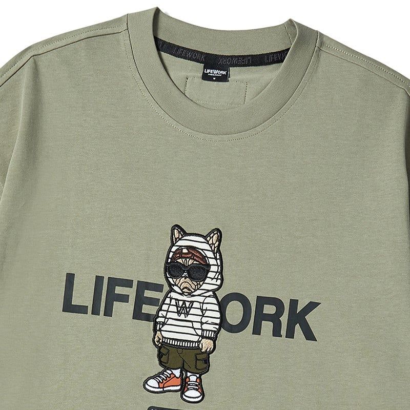  Áo thun LifeWork [Unisex] - Hipdog Hooded Applique Short Sleeve T-shirt - LW262TS104 