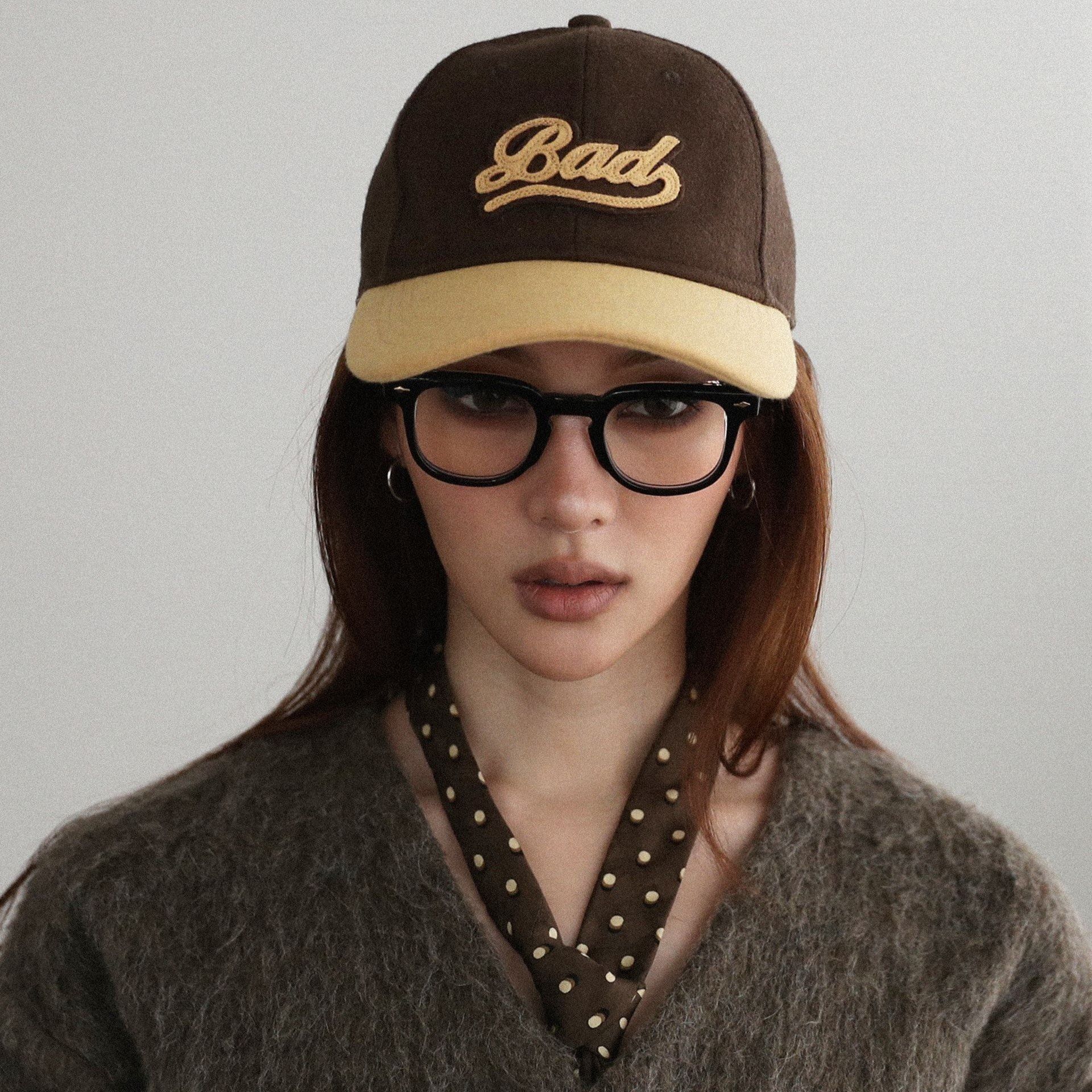 ◆BADBLOOD◆ Contrast Wool Ball Cap Chocolate w-hat24-062 Nón Badblood [Unisex] - [w-hat24-062] Contrast Wool Ball Cap