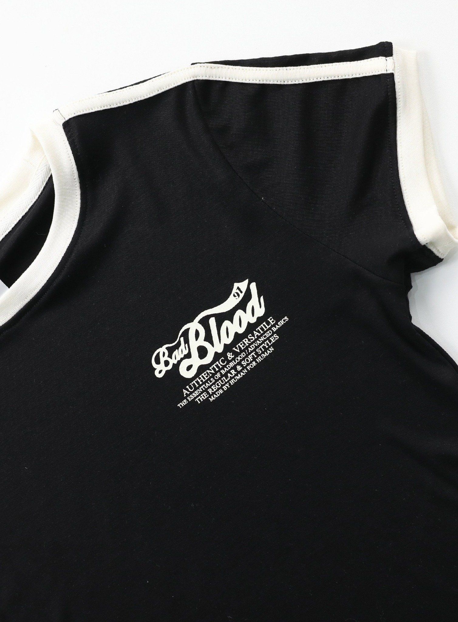  Áo Thun [Unisex] Badblood - [w-tee24-049] Vintage Logo Slim T-Shirt Black 