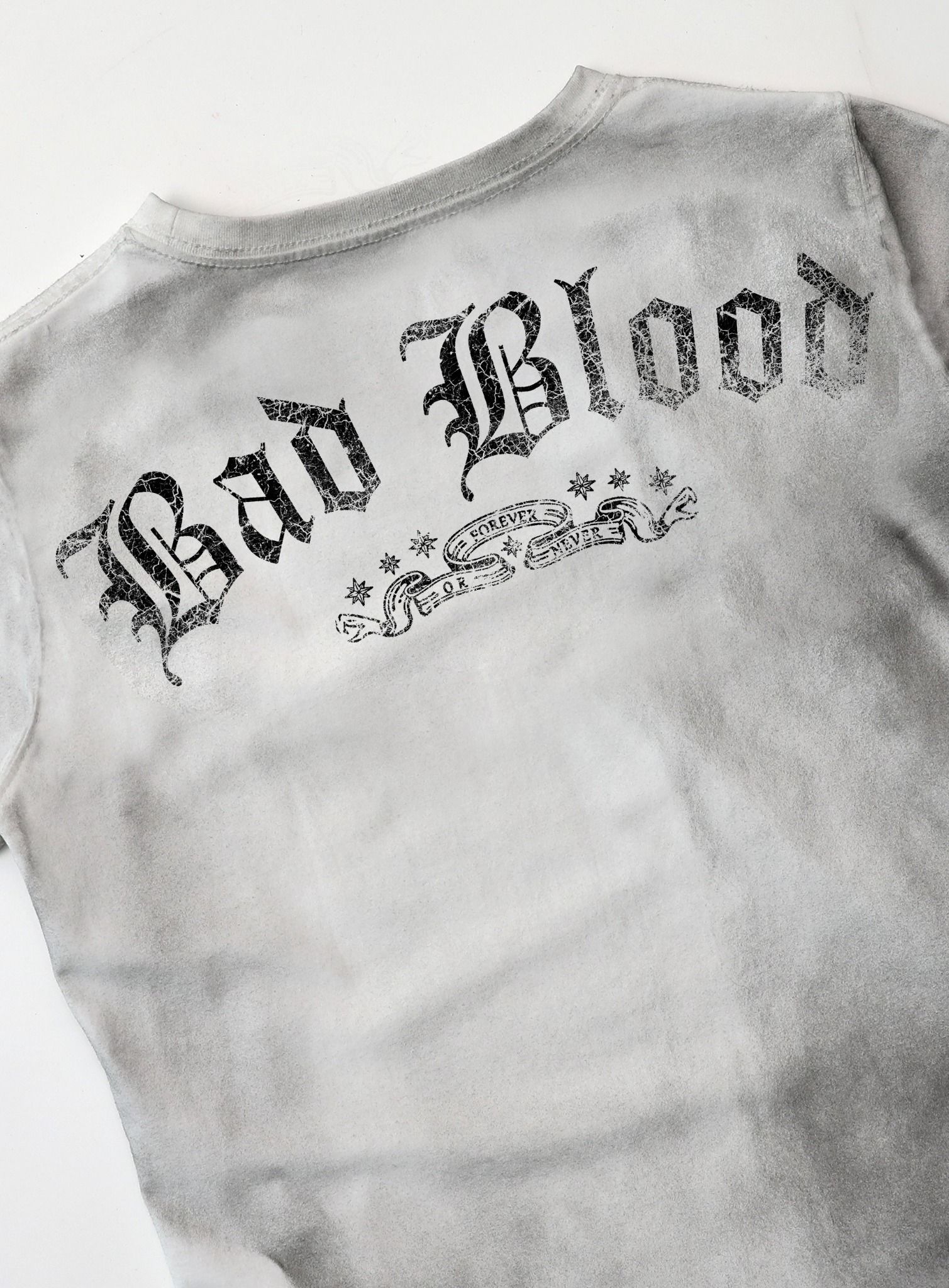  Áo Thun [Unisex] Badblood - [w-tee25-043] Crack Print T-shirt White 