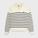  Áo Sweater Whoau [Nữ] - Steve Open Collar Stripe Pullover - WHKAG2343F 