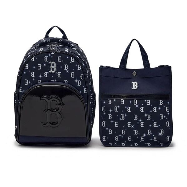 Set Balo MLB Korea - Lux Monogram Boston Red Sox Navy - 7LBKM025N-43NYL