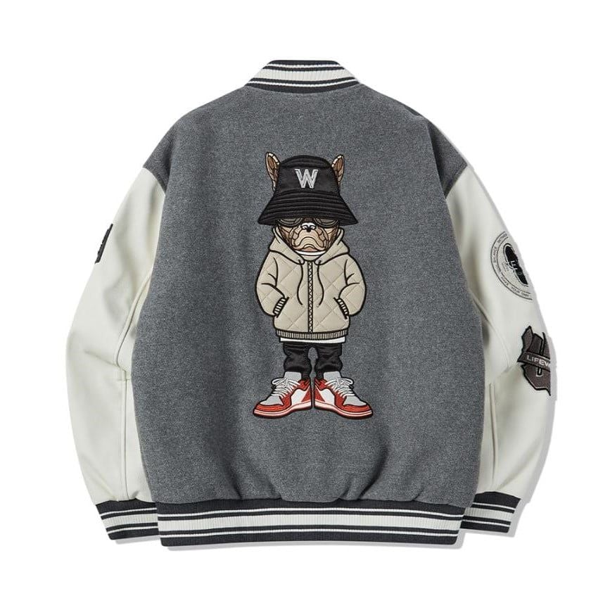  Áo Khoác Bomber LifeWork Hipdog Applique Varsity Jacket Gray - LW234JP120 