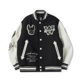  Áo Khoác Bomber LifeWork Hipdog Applique Varsity Jacket Black - LW234JP120 