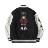  Áo Khoác Bomber LifeWork Hipdog Applique Varsity Jacket Black - LW234JP120 