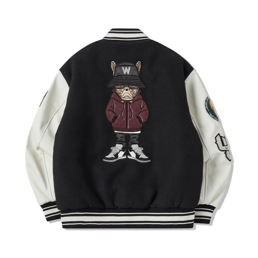  Áo Khoác Bomber LifeWork Hipdog Applique Varsity Jacket Black - LW234JP120 