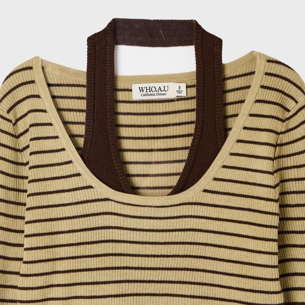  Áo Thun Cổ Yếm WHOAU [Nữ] - Halterneck Layered Pullover - WHKAG4851F 