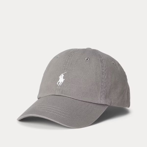 Nón Polo Ralph Lauren - [Unisex] Cotton Chino White Logo Gray