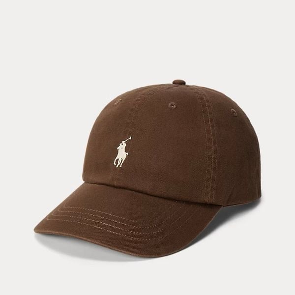 Nón Polo Ralph Lauren - [Unisex] Cotton Chino White Logo Brown 