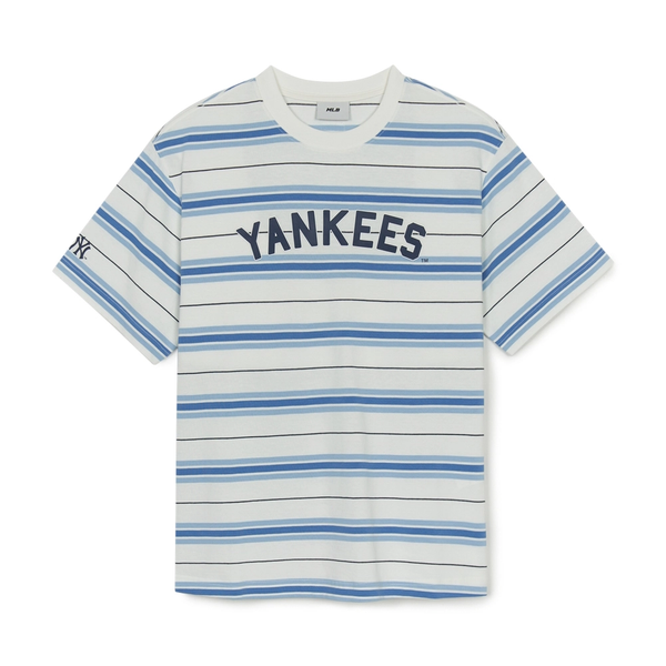 Áo thun MLB [Unisex] Varsity Stripe Overfit NY Yankees Ivory - 3ATSV0353-50IVS