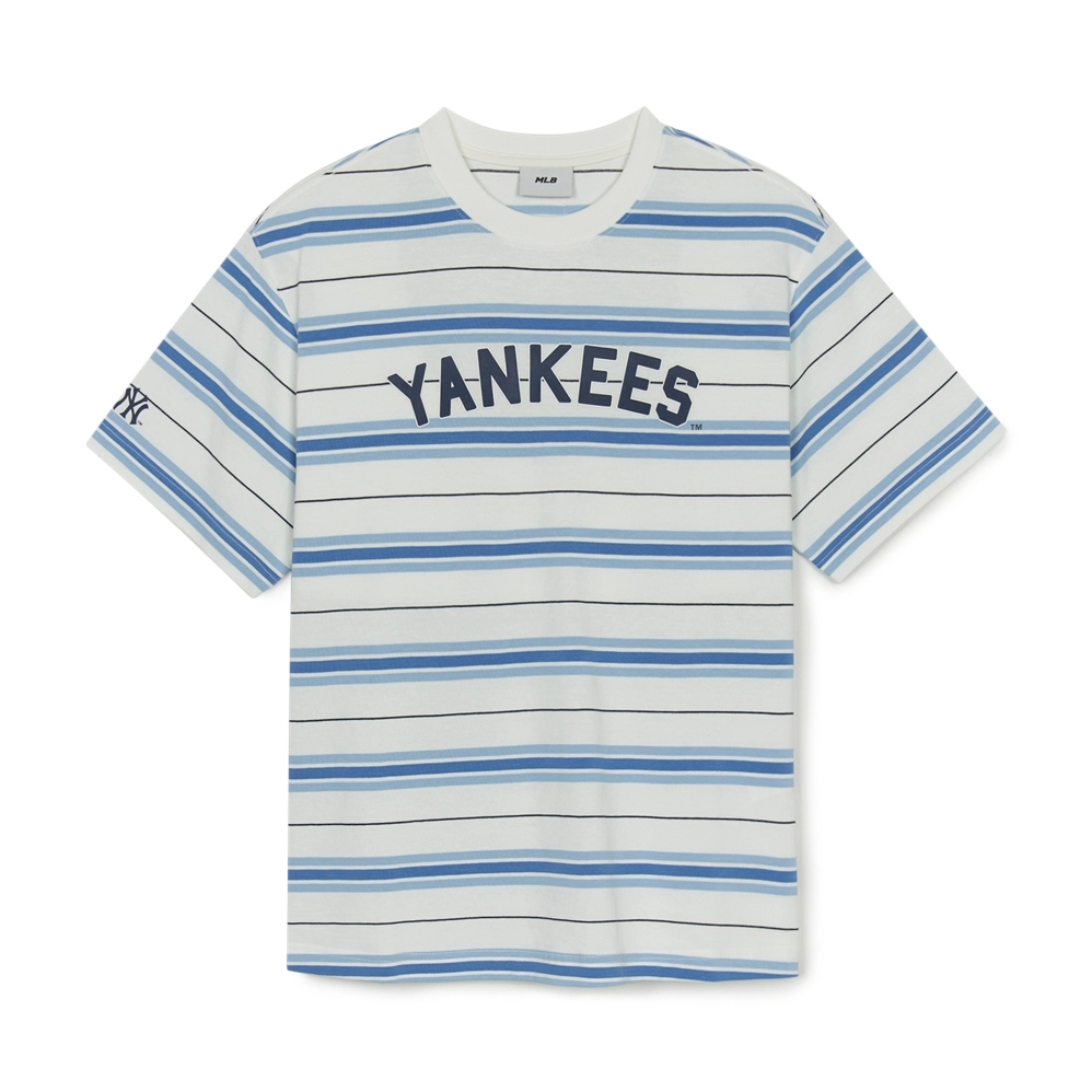  Áo thun MLB [Unisex] Varsity Stripe Overfit NY Yankees Ivory - 3ATSV0353-50IVS 