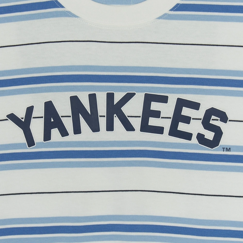  Áo thun MLB [Unisex] Varsity Stripe Overfit NY Yankees Ivory - 3ATSV0353-50IVS 
