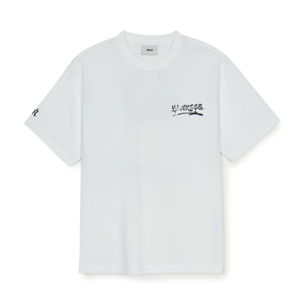 Áo thun MLB [Unisex] Basic Street Logo Overfit New York Yankees White - 3ATSB5153-50WHS