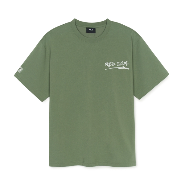 Áo thun MLB [Unisex] Basic Street Logo Overfit Boston Red Sox Khaki - 3ATSB5153-43KAP