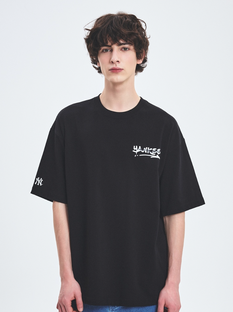  Áo thun MLB [Unisex] Basic Heavyweight Mega Overfit NY Yankees Black - 3ATSB4053-50BKS 