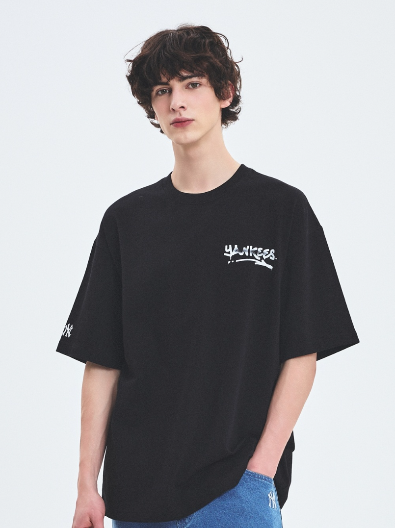  Áo thun MLB [Unisex] Basic Heavyweight Mega Overfit NY Yankees Black - 3ATSB4053-50BKS 