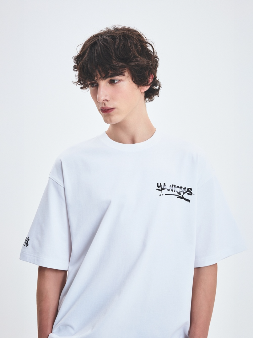 Áo thun MLB [Unisex] Basic Heavyweight Mega Overfit NY Yankees White - 3ATSB4053-50WHS 