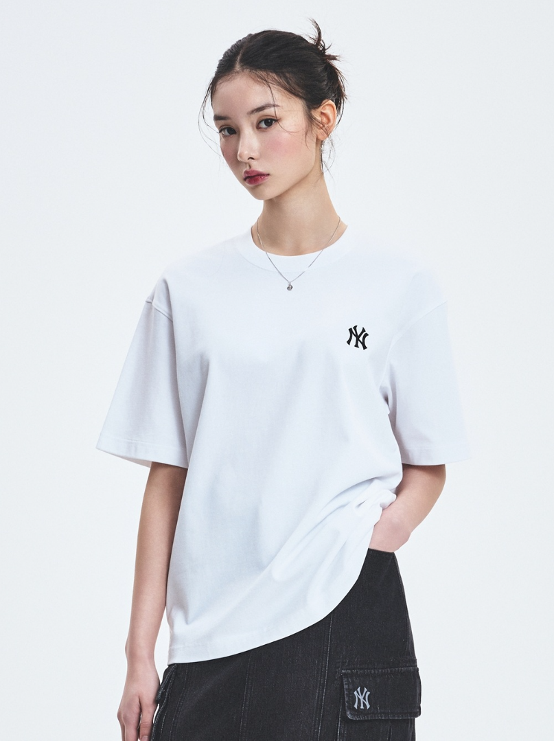  Áo thun MLB [Unisex] Basic Heavyweight Overfit NY Yankees White - 3ATSB0253-50WHS 