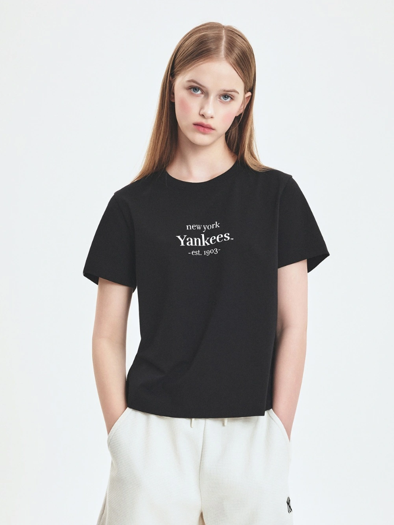  Áo thun MLB [Nữ] Varsity Logo Comfortable NY Yankees Black - 3FTSV0253-50BKS 