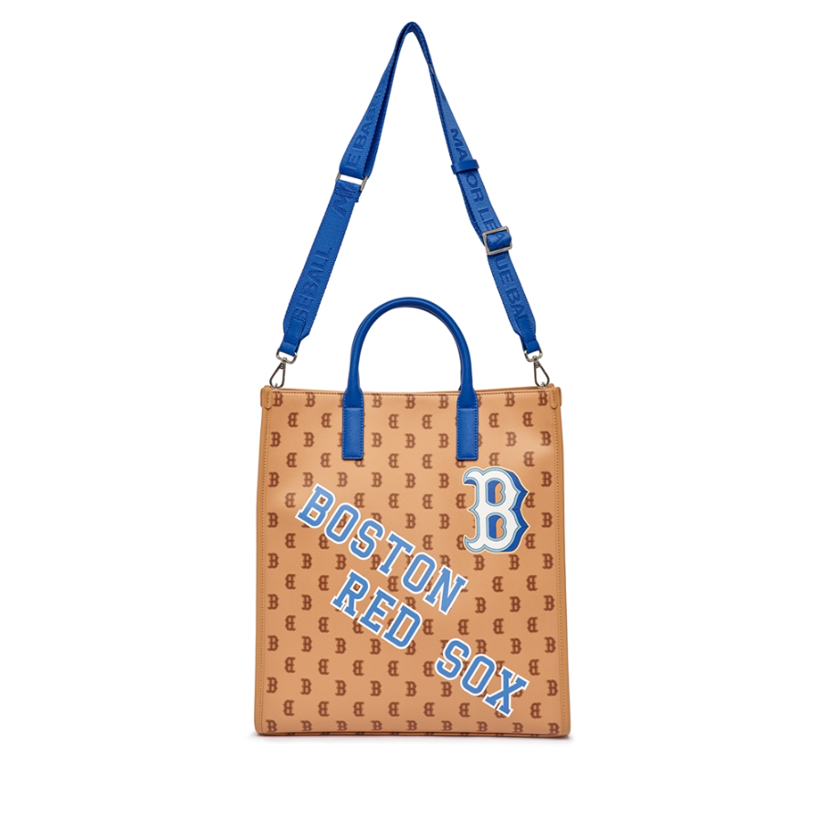  Túi MLB Korea - Monotive Coated Canvas Vertical Tote Bag Boston Red Sox Sand - 3AORM053N-43SAS 