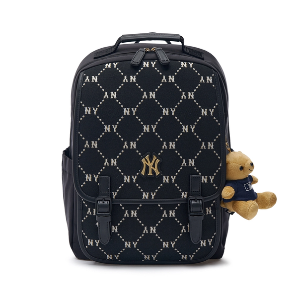 Balo MLB Korea - Diamond Monogram Jacquard Cute Bear New York Yankees Black - 7ABKMD24N-50BKS