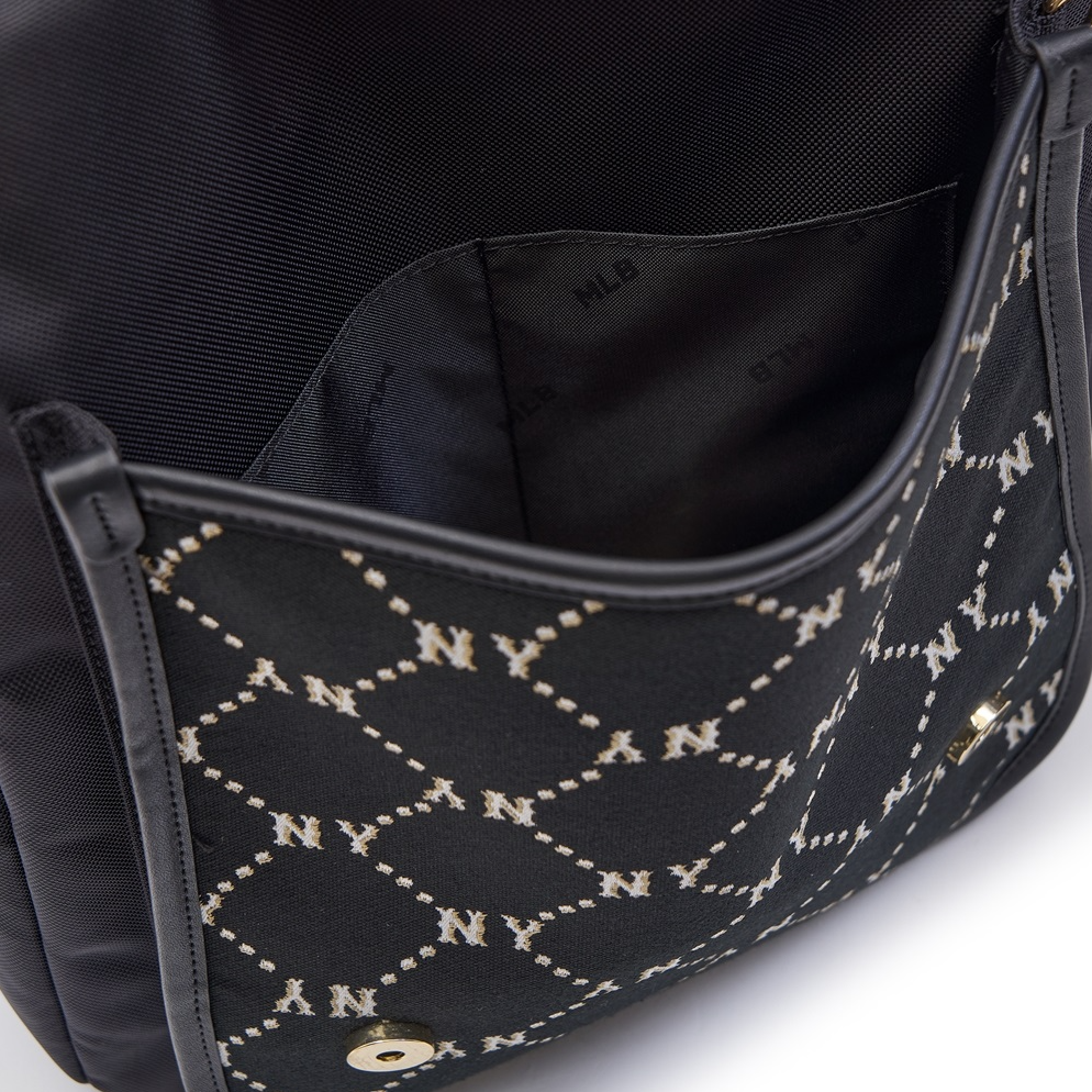  Balo MLB Korea - Diamond Monogram Jacquard Cute Bear New York Yankees Black - 7ABKMD24N-50BKS 