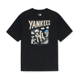  Áo thun MLB [Unisex] New Year Snake Cartoon Graphic Overfit Short Sleeve T-Shirt NY Yankees Black - 3ATSQ0251-50BKS 