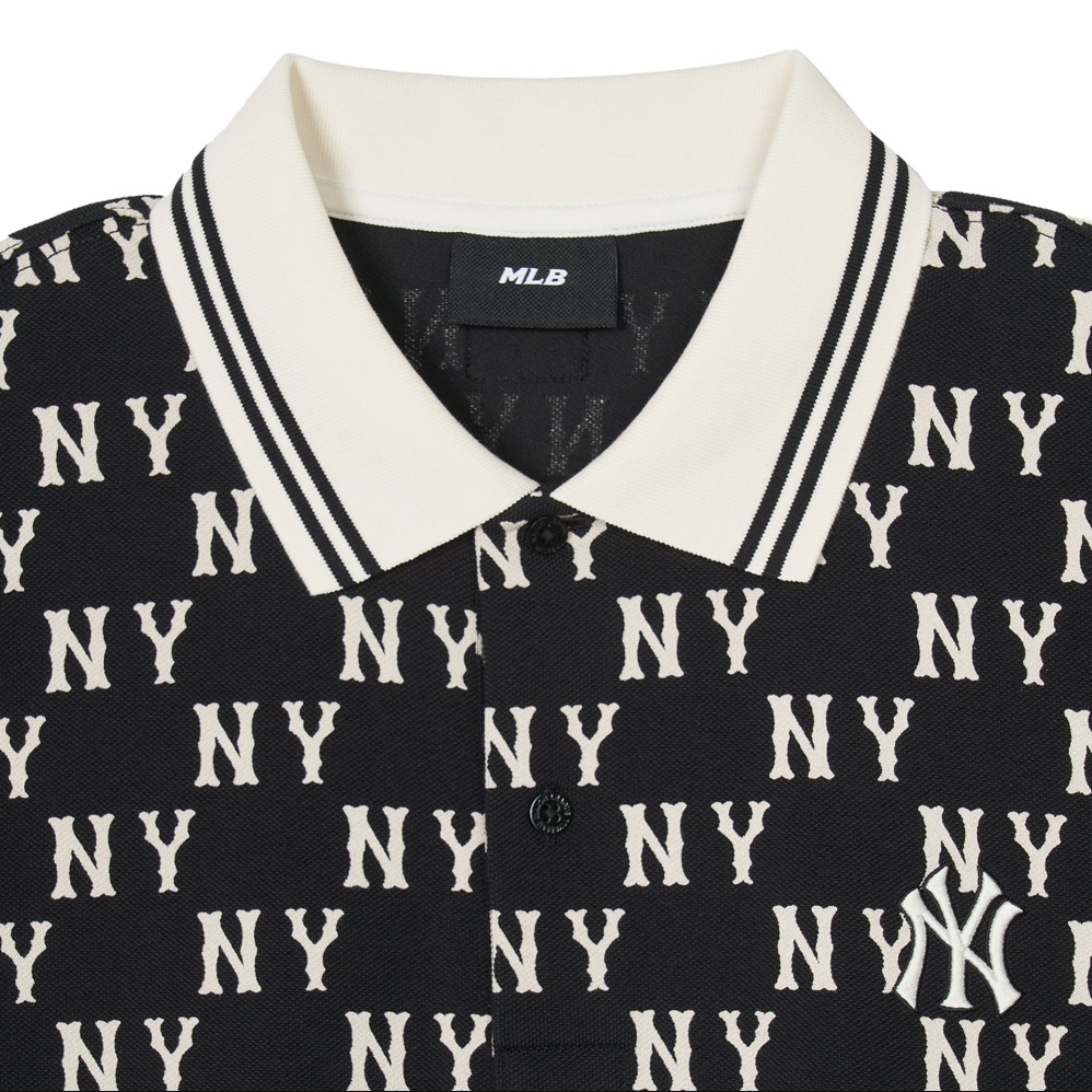 Áo Polo MLB [Unisex] - Classic Mono Front Pattern Collar New York Yankees Black - 3APQM0443-50BKS 