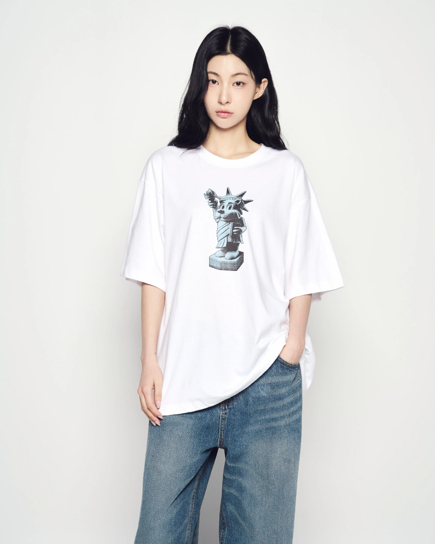  Áo thun [Unisex] ADLV - Acmé de la vie Ac Bear Statue Of Liberty White 