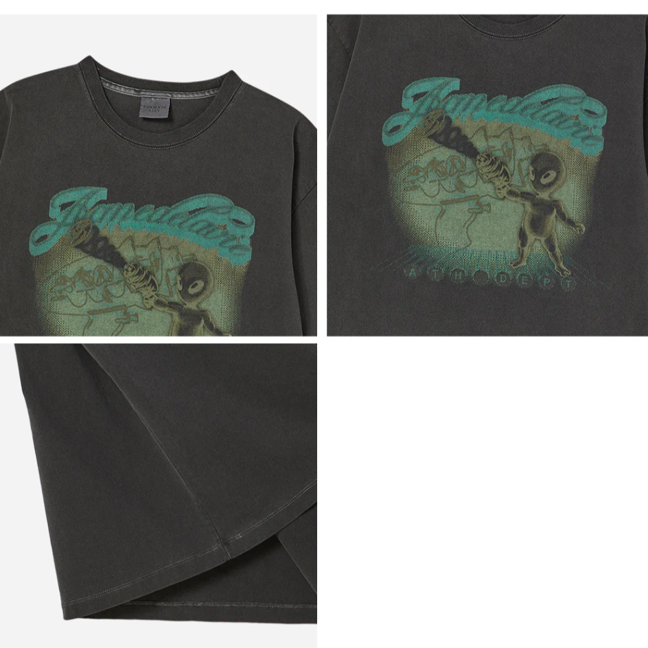  Áo thun [Unisex] ADLV - Acmédelavie Pigment Shooting Alien Charcoal 