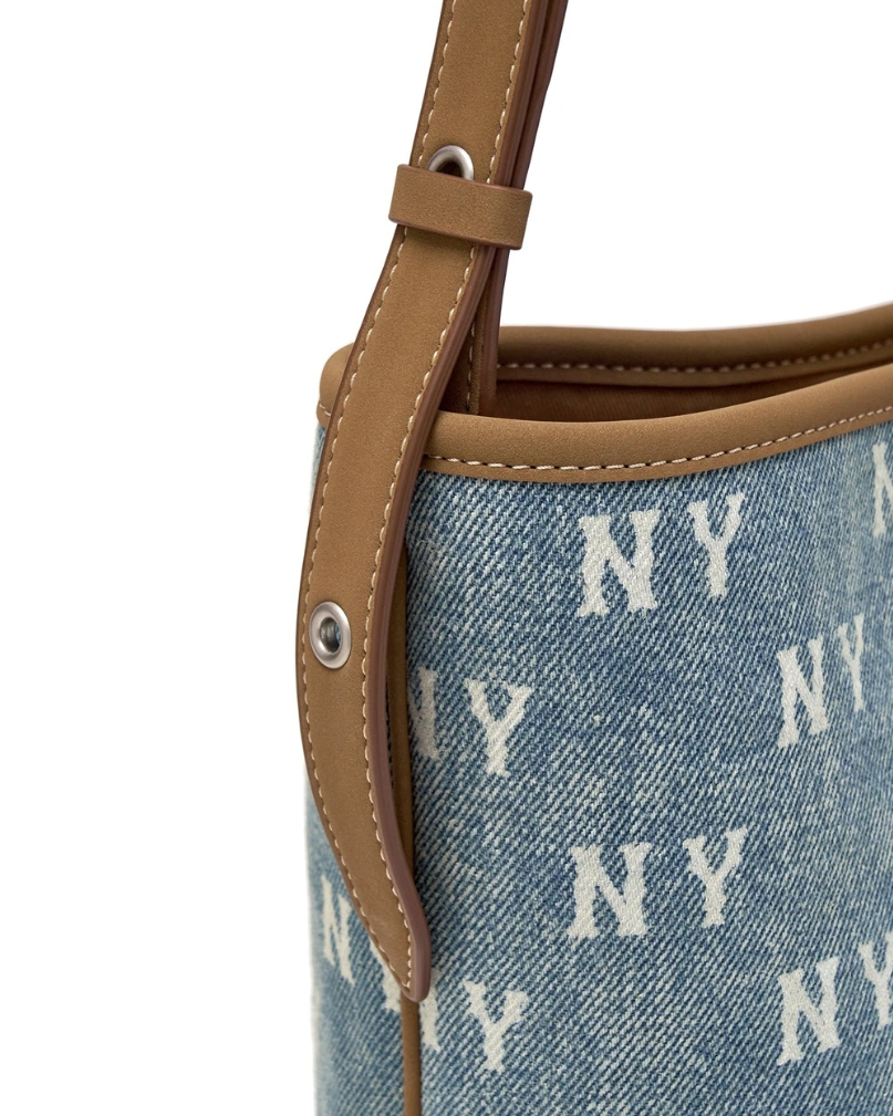  Túi MLB Korea - Classic Mono Vintage Denim Bucket Bag New York Yankees Blue - 3ABMMV65N-50BLL 