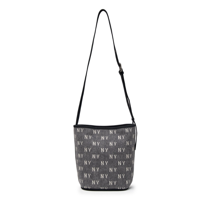  Túi MLB Korea - Classic Mono Vintage Denim Bucket Bag New York Yankees Grey - 3ABMMV65N-50CGS 