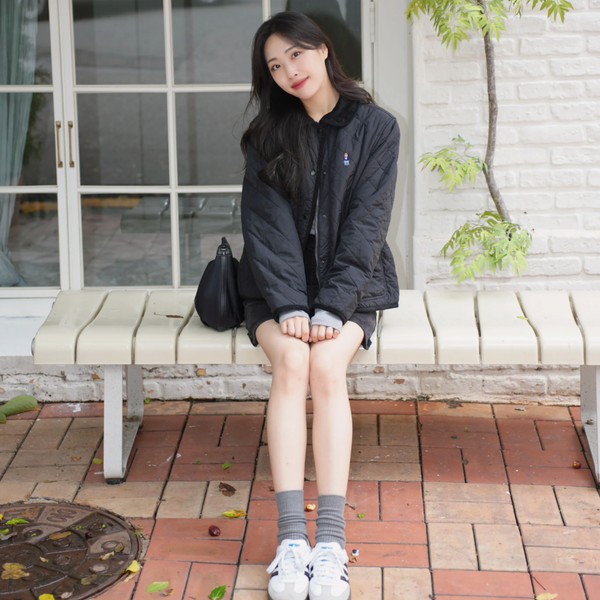 Áo Khoác Phao WHOAU [Nữ] - Steve Quilting Jacket Black - WHJJF4911F