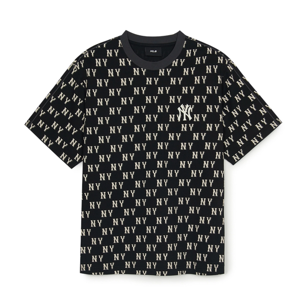 Áo thun [Unisex] MLB - Classic Mono Sporty Full-Panel Pattern Overfit NY Yankees Black - 3ATSM0553-50BKS