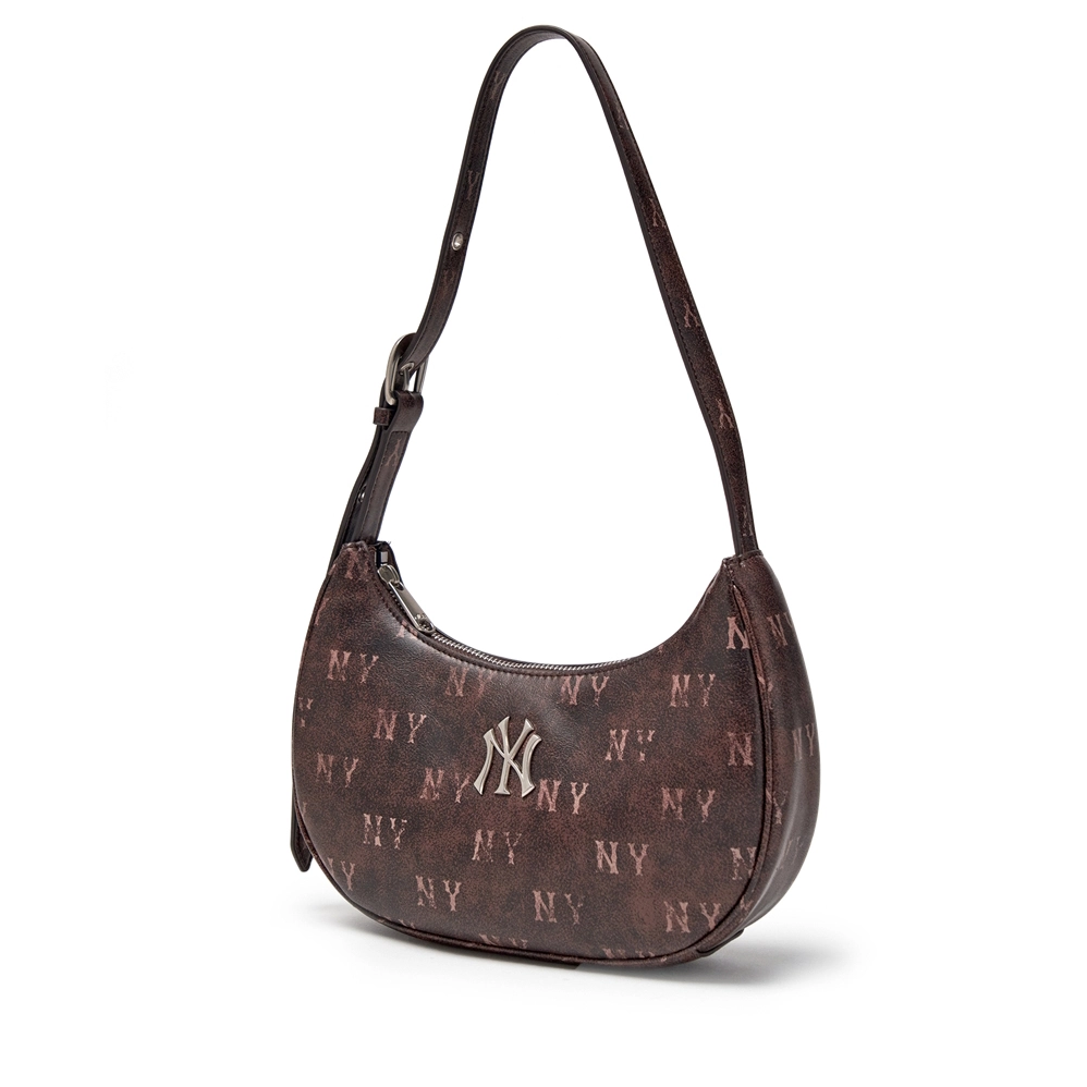  Túi Xách MLB Korea - Classic Mono Vintage PU Hobo Bag NY Yankees Brown - 3ABQMV65N-50BRS 