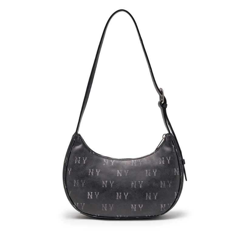  Túi Xách MLB Korea - Classic Mono Vintage PU Hobo Bag NY Yankees Black - 3ABQMV65N-50BKS 